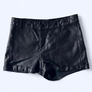 H&M Womens Black Faux Leather Party Shorts Emo Punk Goth 4